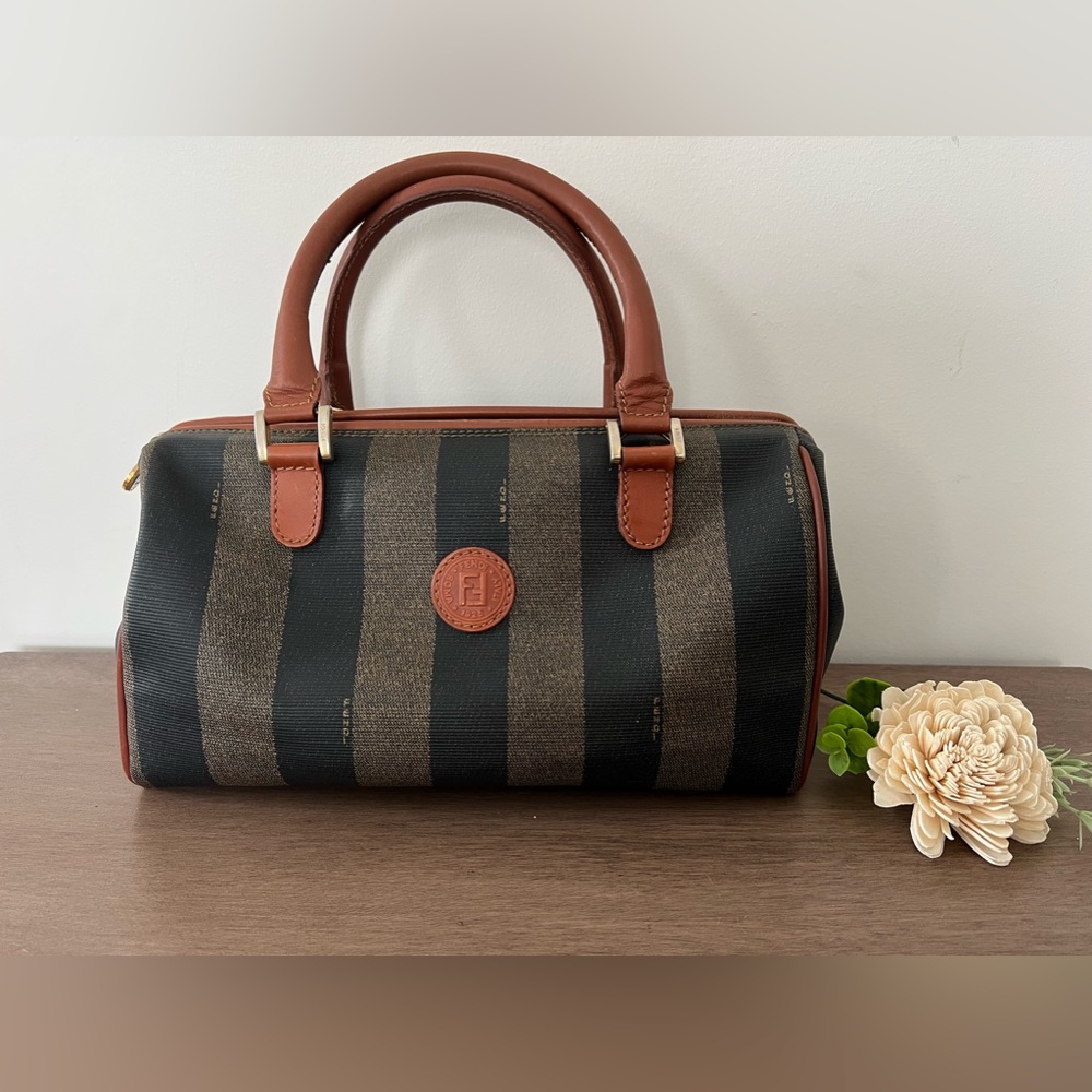 Fendi Pequin Boston Bag